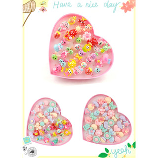 Hộp quà trái tim 36 nhẫn nhựa elsa sofia mickey kitty pha lê dành cho bé gái