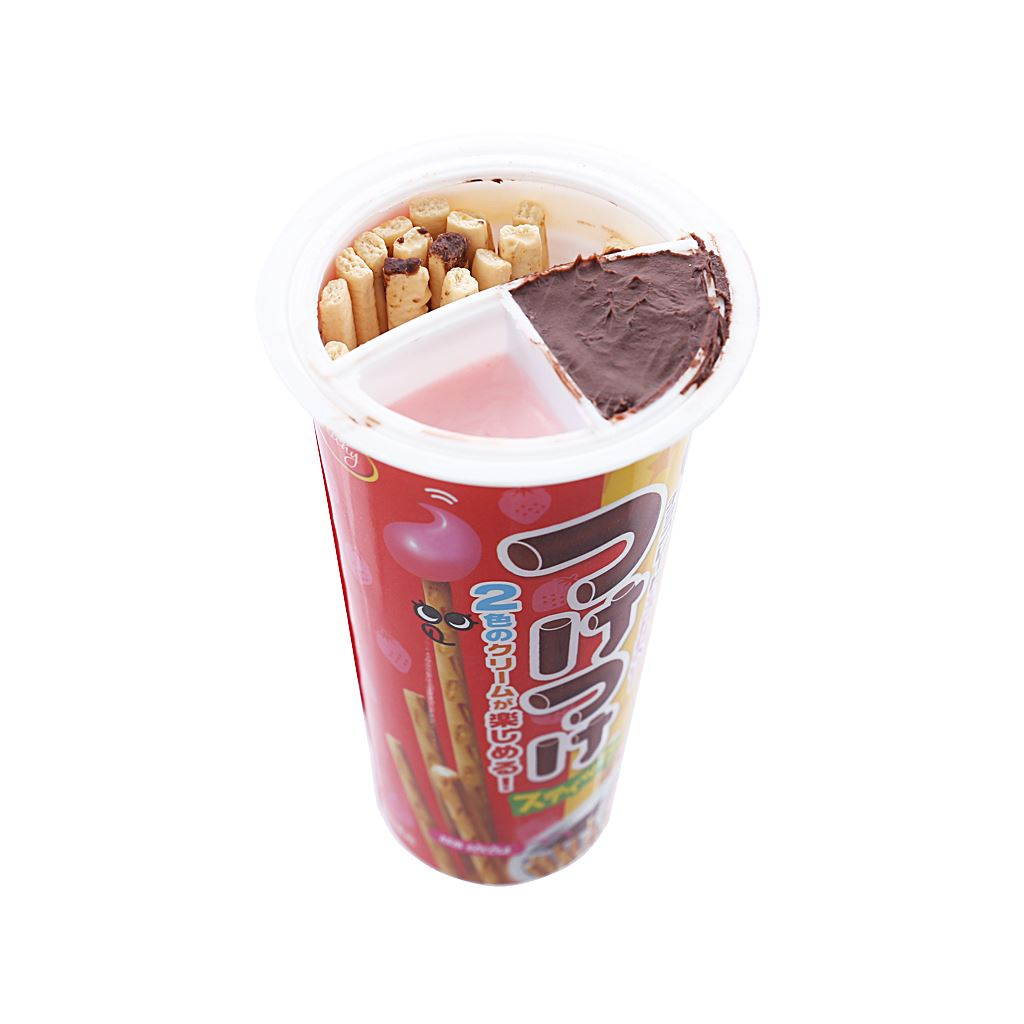 Bánh que chấm Wismo kem socola và dâu tây ly 35g