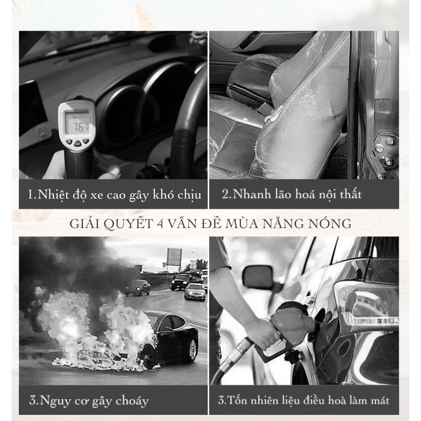 Tấm che nắng kính lái phía trước và sau cho ô tô hình cute - 5 LỚP BẢO VỆ