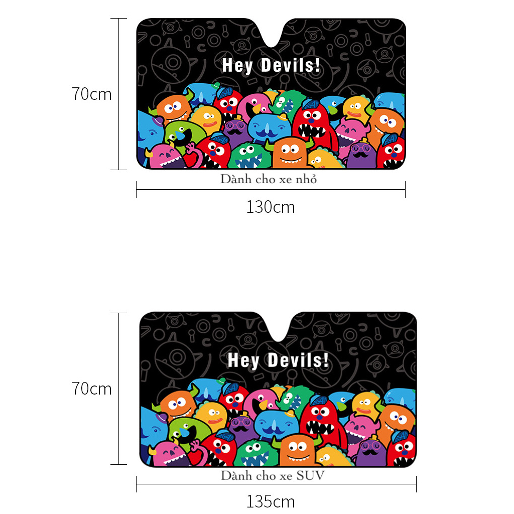 Tấm che nắng kính lái phía trước và sau cho ô tô hình cute - 5 LỚP BẢO VỆ
