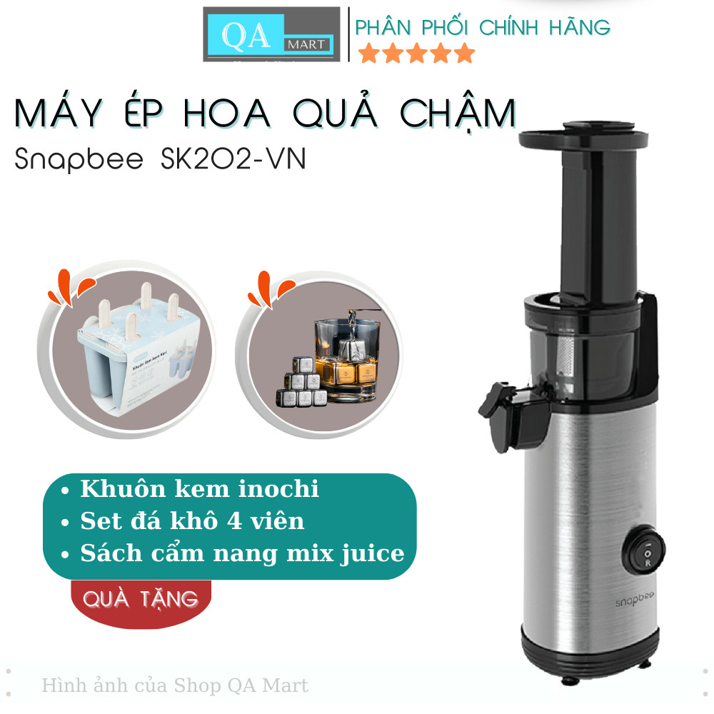 Máy ép hoa quả chậm Snapbee SK202 ép kiệt bã, nhỏ gọn, dễ lắp ráp - Chính hãng, bảo hành 24 tháng, phân phối bởi QA Mart