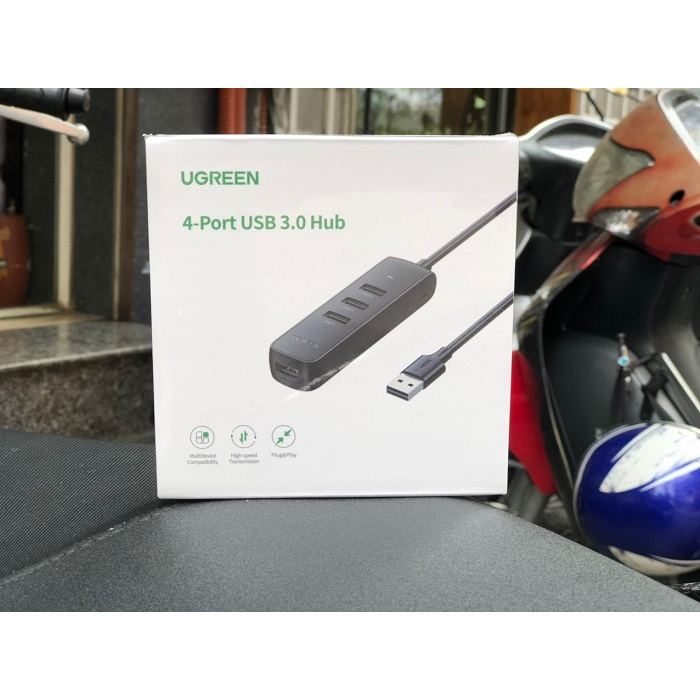 Ugreen Black Usb 3.0 4 Ports Hub with type c power port 10915, 80657 cao cấp