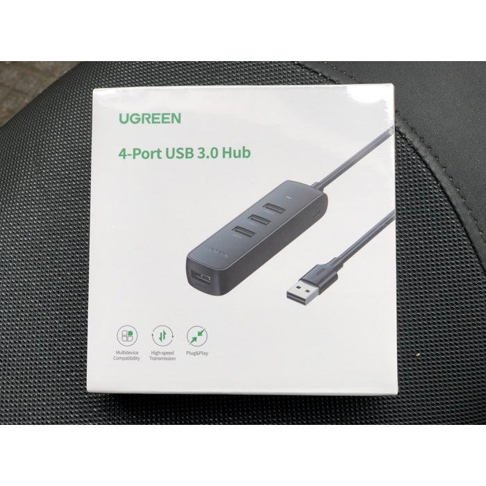 Ugreen Black Usb 3.0 4 Ports Hub with type c power port 10915, 80657 cao cấp