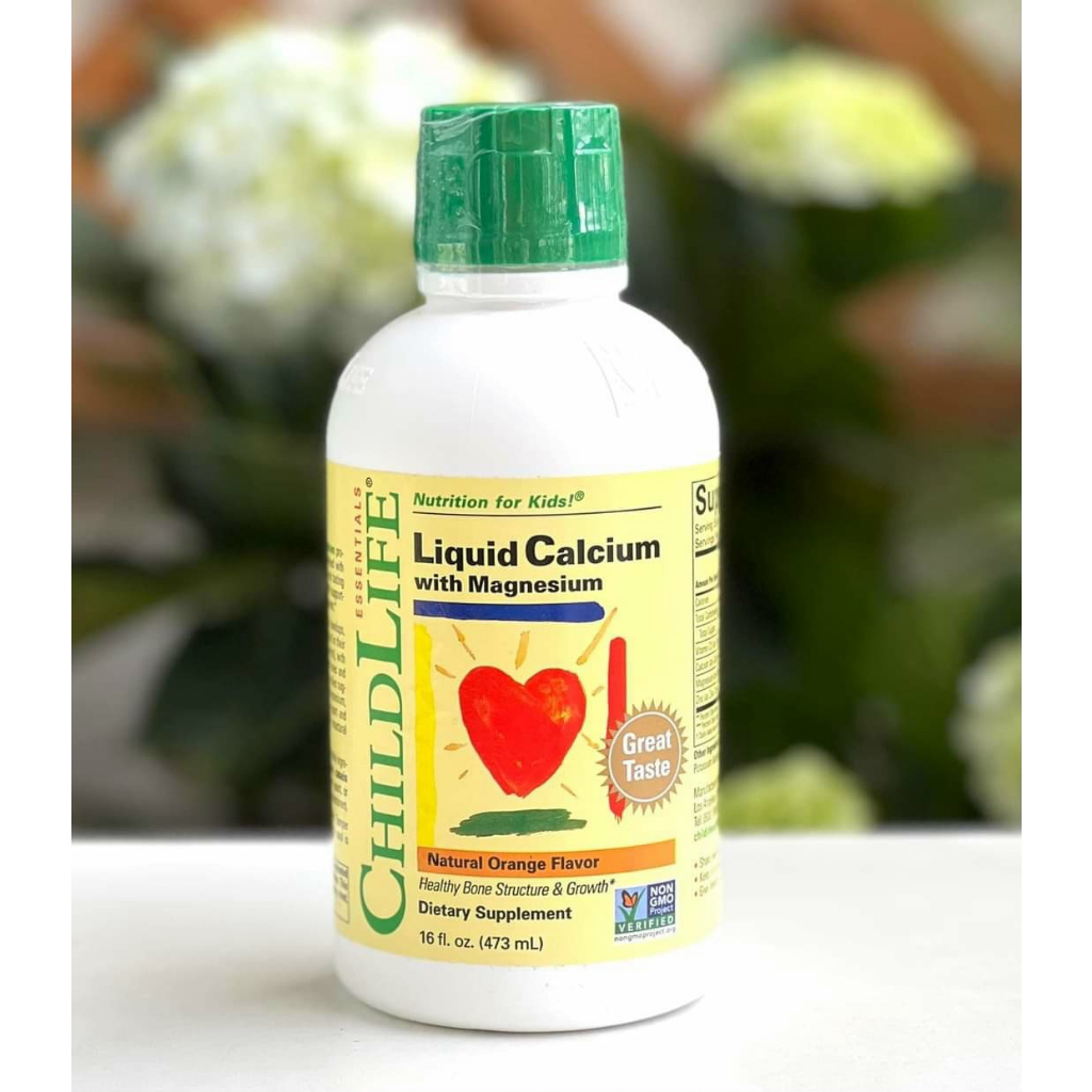Siro bổ sung canxi chắc xương vị cam cho trẻ Childlife Liquid Calcium with Magnesium Orange Flavor 473ml - Hàng Mỹ