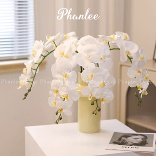 Cành hoa lan cỡ đại chất liệu lụa decor nhà cửa Phanlee