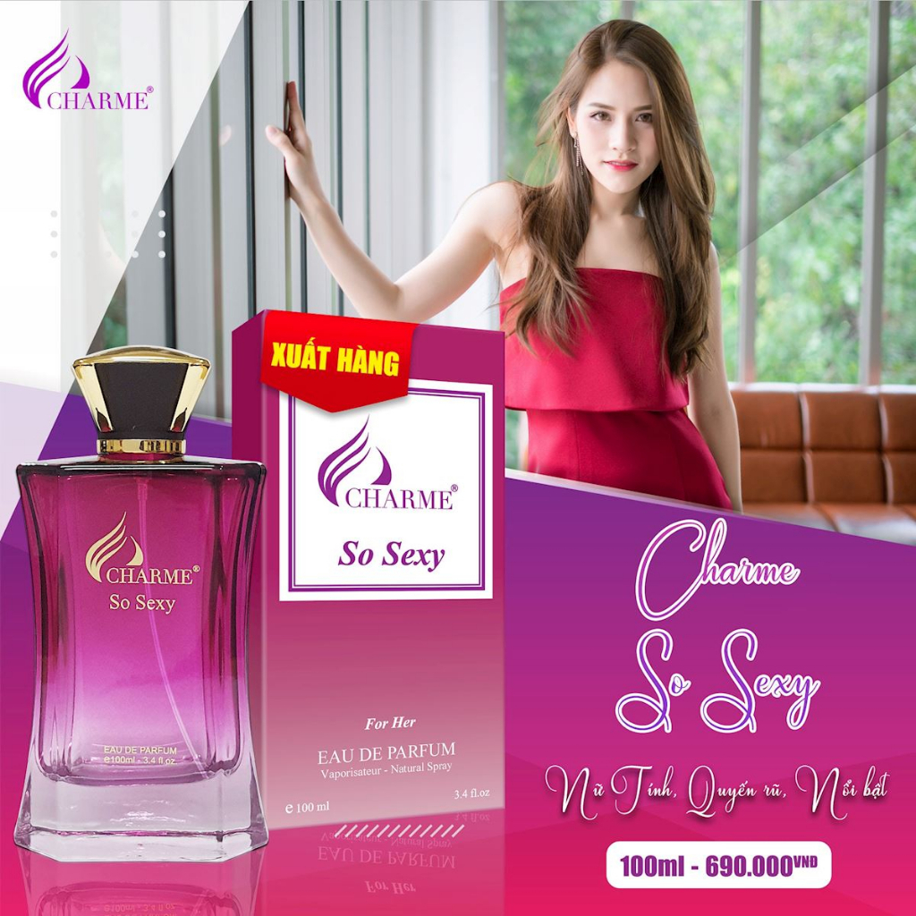 Nước hoa nữ Charme So Sexy thơm lâu, mùi hương hoa hồng, tươi mát sảng khoái, lưu hương lâu dung tích 100ml