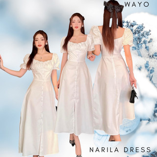 Đầm WAYO cổ vuông phối nút xẻ tà dự tiệc xinh đẹp