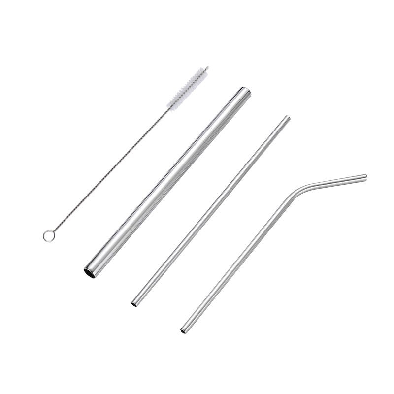 [Combo 4 món] Ống Hút Inox 304 thép không gỉ (Thẳng, Cong, Ống Hút Trân Châu To Trà Sữa, Cọ Rửa) , t