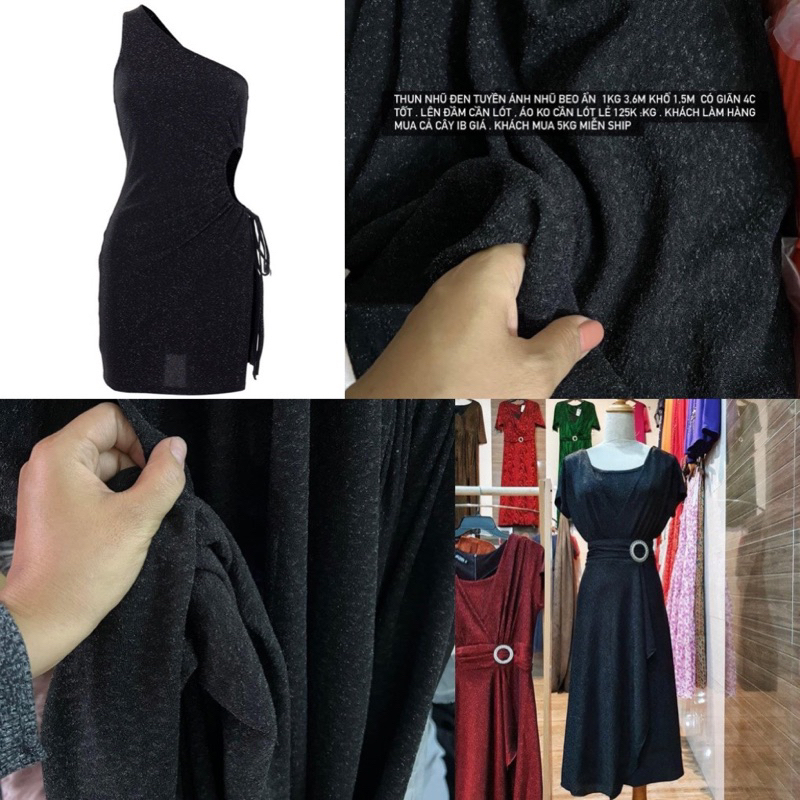 VẢI THUNG NHŨ KIM TUYẾN ĐEN TUYỀN 35k/M.