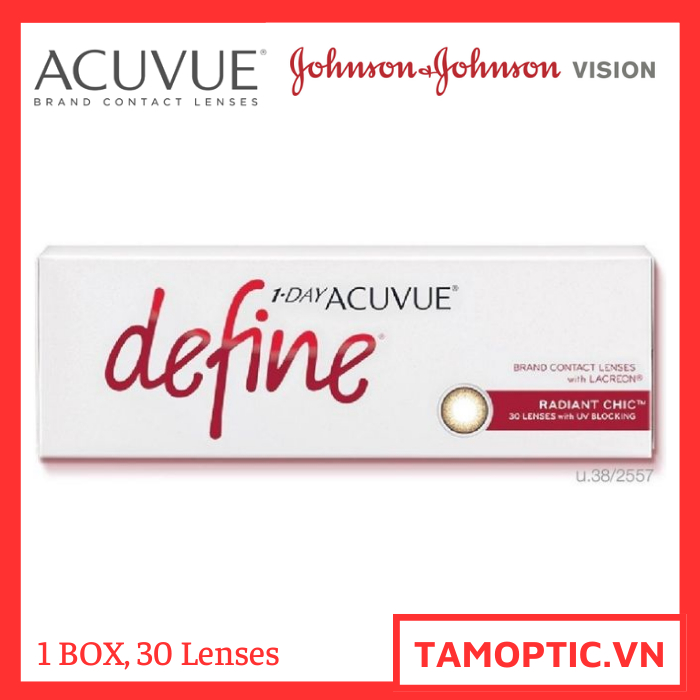 (30 lenses) Kính Áp Tròng có màu 1-Day ACUVUE DEFINE Radiant Chic Johnson&Johnson