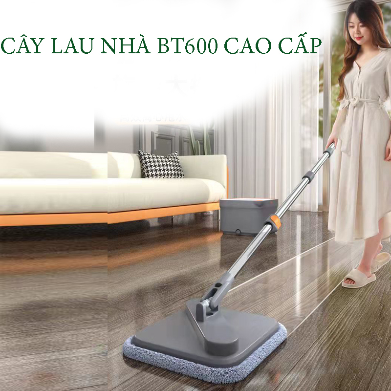 Cây lau nhà, Cây lau nhà tách nước bẩn BT600 Cao cấp - thiết kế sang trọng, chắc chắn, tặng kèm 2 miếng khăn lau