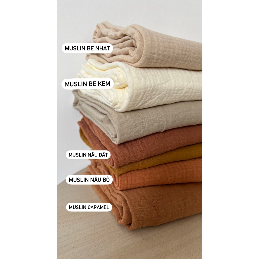 Vải Xô Muslin Nhà Vải Linen Màu Trơn Mặc Nhẹ Thoải Mái Chất Dày Dặn Phù Hợp Cho Cả Nam Và Nữ