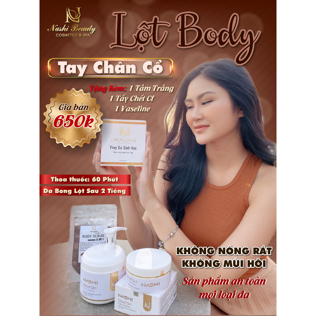 Thay Da Sinh Học | Nước Lột Da NASHI | Phục Hồi Tái Tạo Da | Tặng kèm Kích Bong + Tắm Trắng| SET Tay Chân Cổ