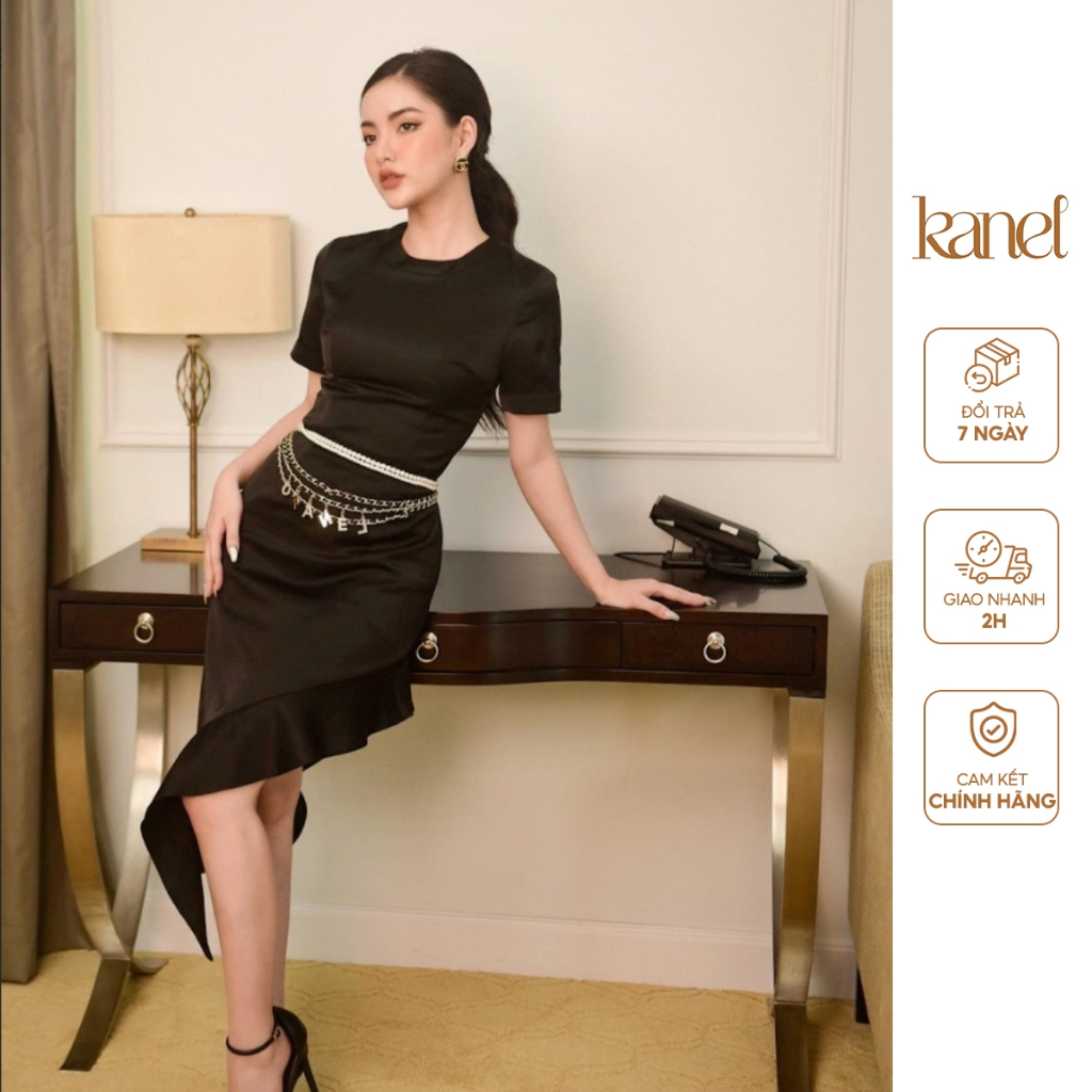 Váy lụa dài KANEL bất đối xứng phong cách và sang trọng - V1208, váy nữ dáng dài , đầm nữ vải lụa chéo tà