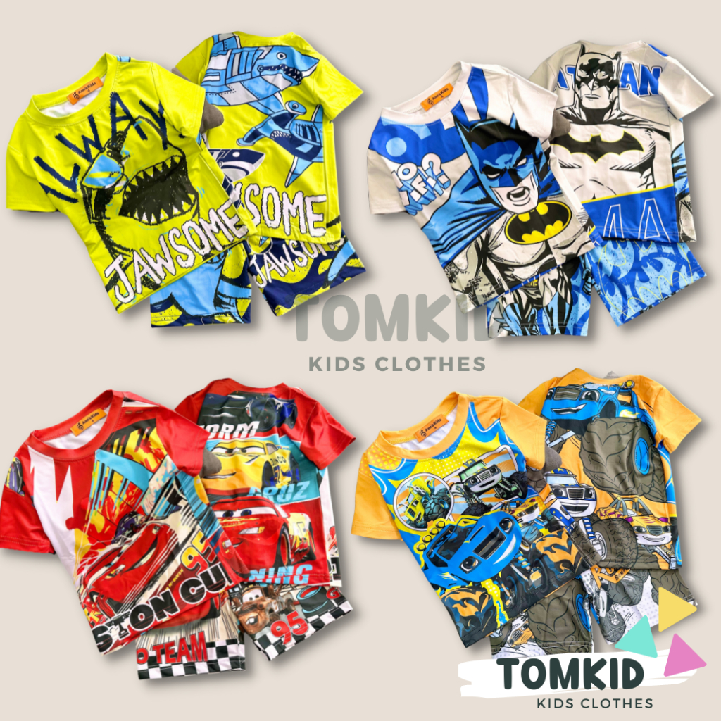 Bộ thun lạnh bé trai, đồ bộ cho bé chất thoáng mát co giãn không nhão 10-40Kg Tomkids