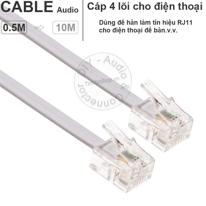 Dây RJ11 4pin cho điện thoại để bàn DIY 0.3 đến 10 mét - RJ11 signal cable