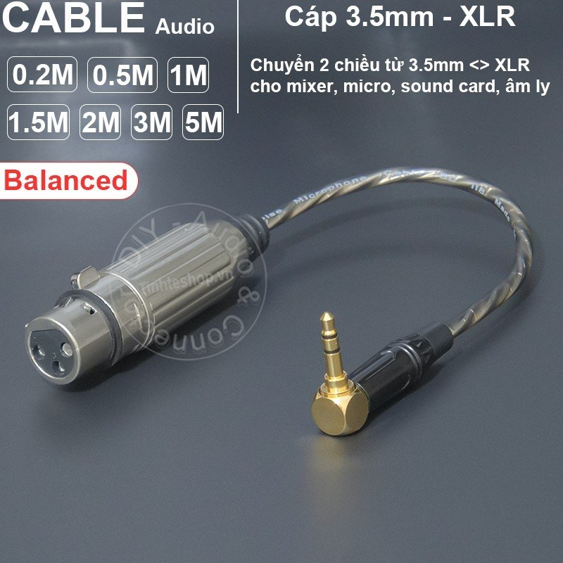 Dây micro 3.5 ra XLR cái balanced dùng cho Micro Mixer Sound card Âm ly DIY 0.2 đến 5 mét - XLR female to 3.5mm cable