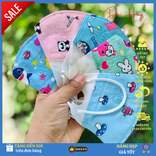 Combo 10-50 chiếc khẩu trang lụa y tế trẻ em 5d Hồng Quân in hình họa tiết cho bé từ 2-6t - DUC HUY 99