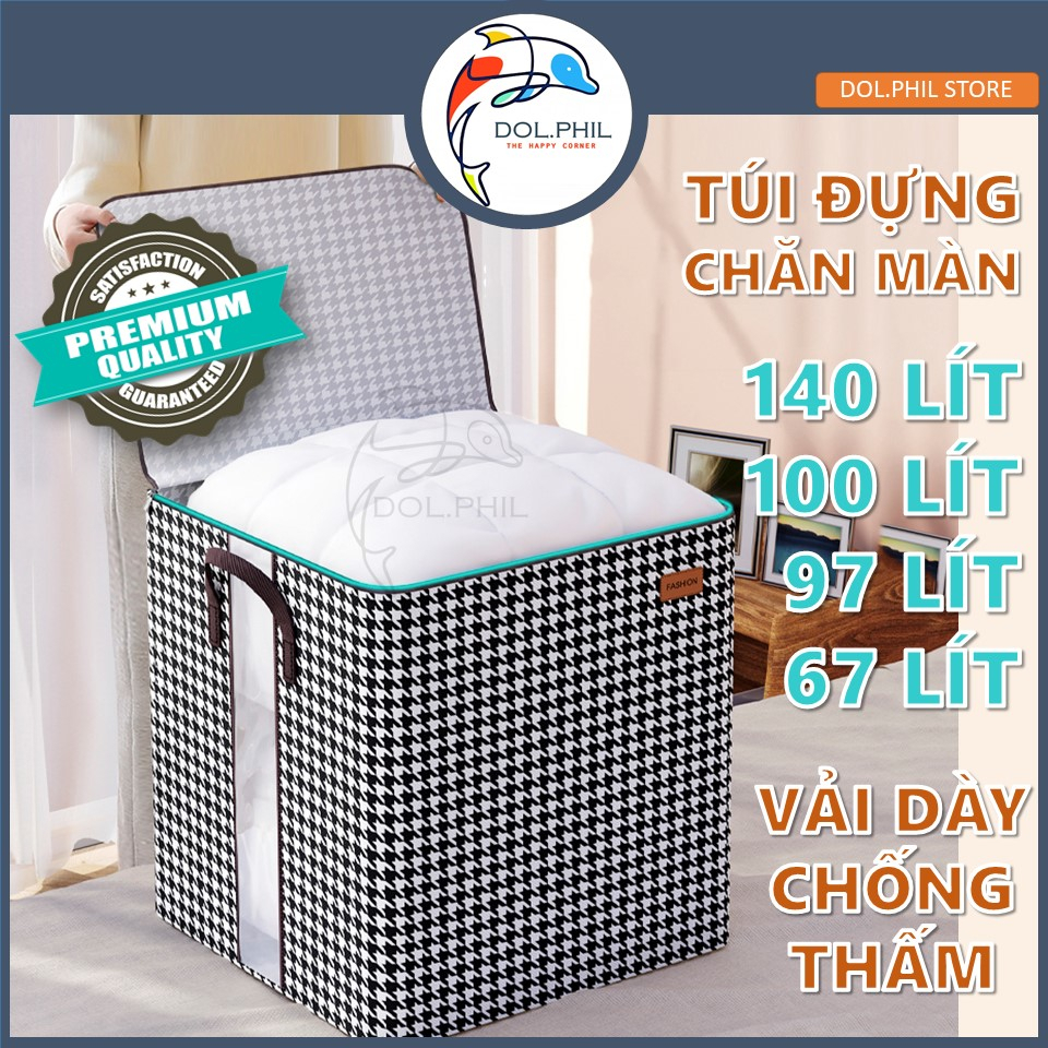 Túi Đựng Chăn Màn Quần Áo Cỡ Lớn Dol.phil Store Túi Đựng Quần Áo Gối Mền Cỡ Lớn Có Nắp In Họa Tiết Răng Sói Sang Trọng