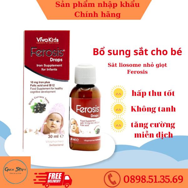 I Chính hãng I Sắt nhỏ giọt Ferosis 30ml cho bé từ 6 tháng tuổi nhập khẩu Thuỵ Sĩ