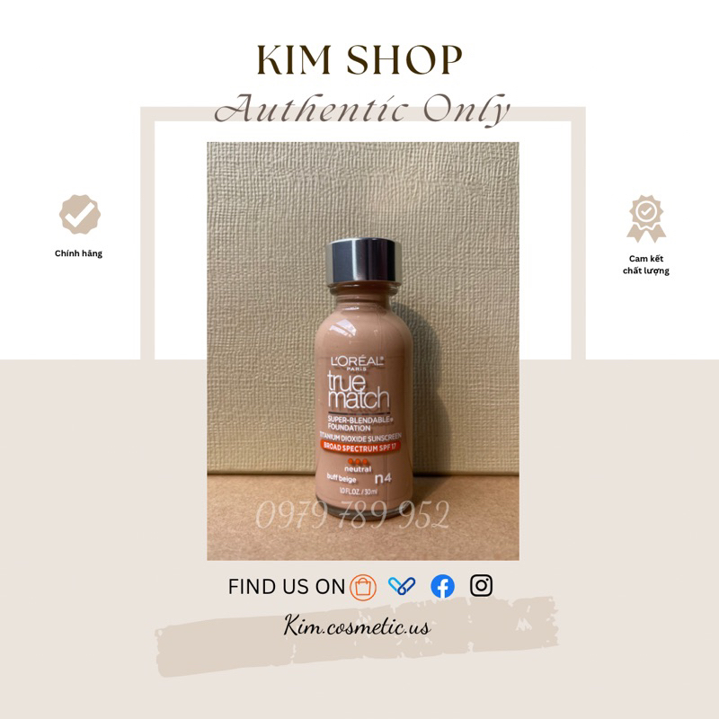 Nội địa Mỹ - L’oreal true match super blendable foundation Kem nền lâu trôi chống nắng SPF17 30ml
