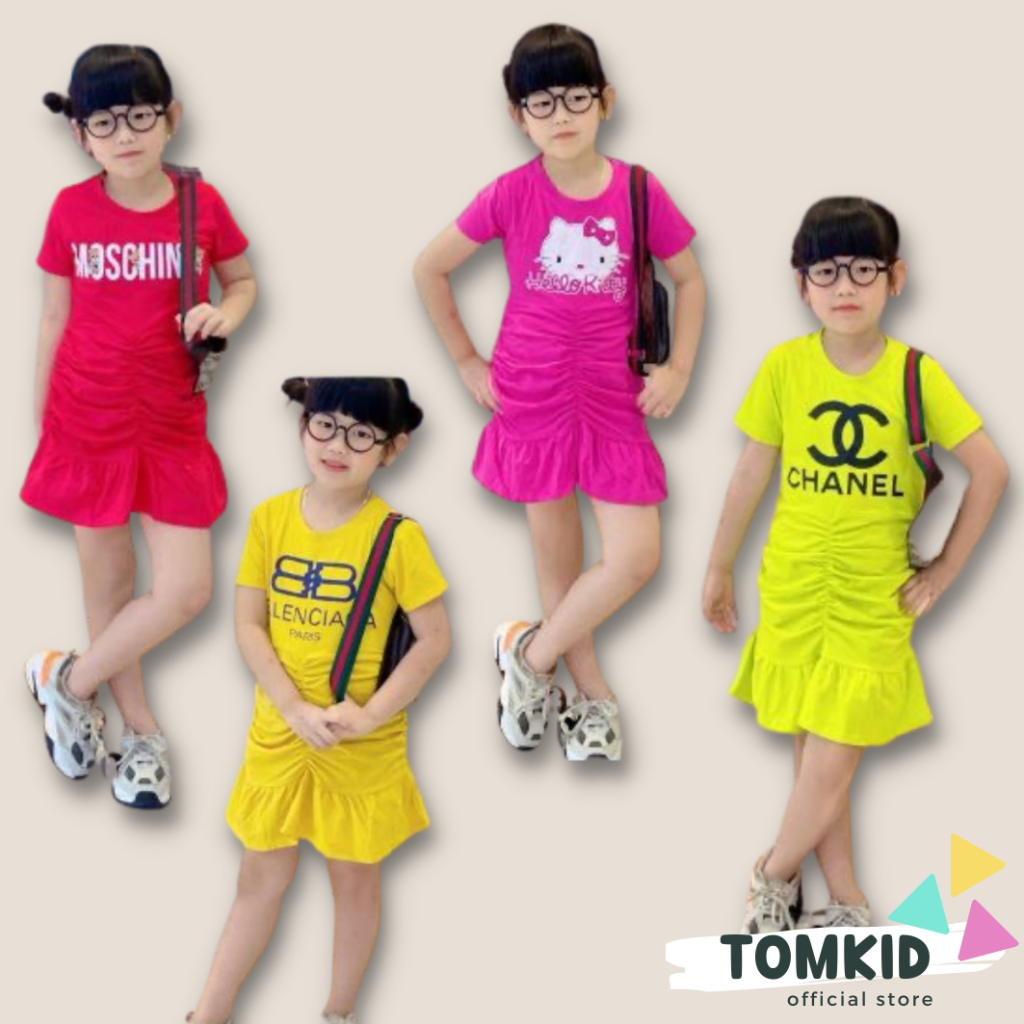 Đầm cho bé gái, set đầm váy cotton đuôi cá chất cotton mềm 9-23KG Tomkids
