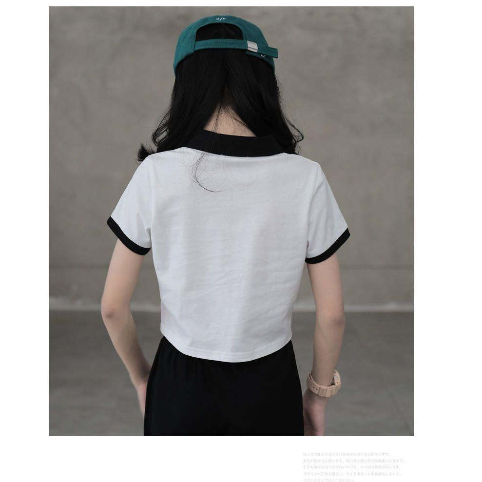 Áo phông polo dáng croptop vải cotton cao cấp cho bé gái size đại A13