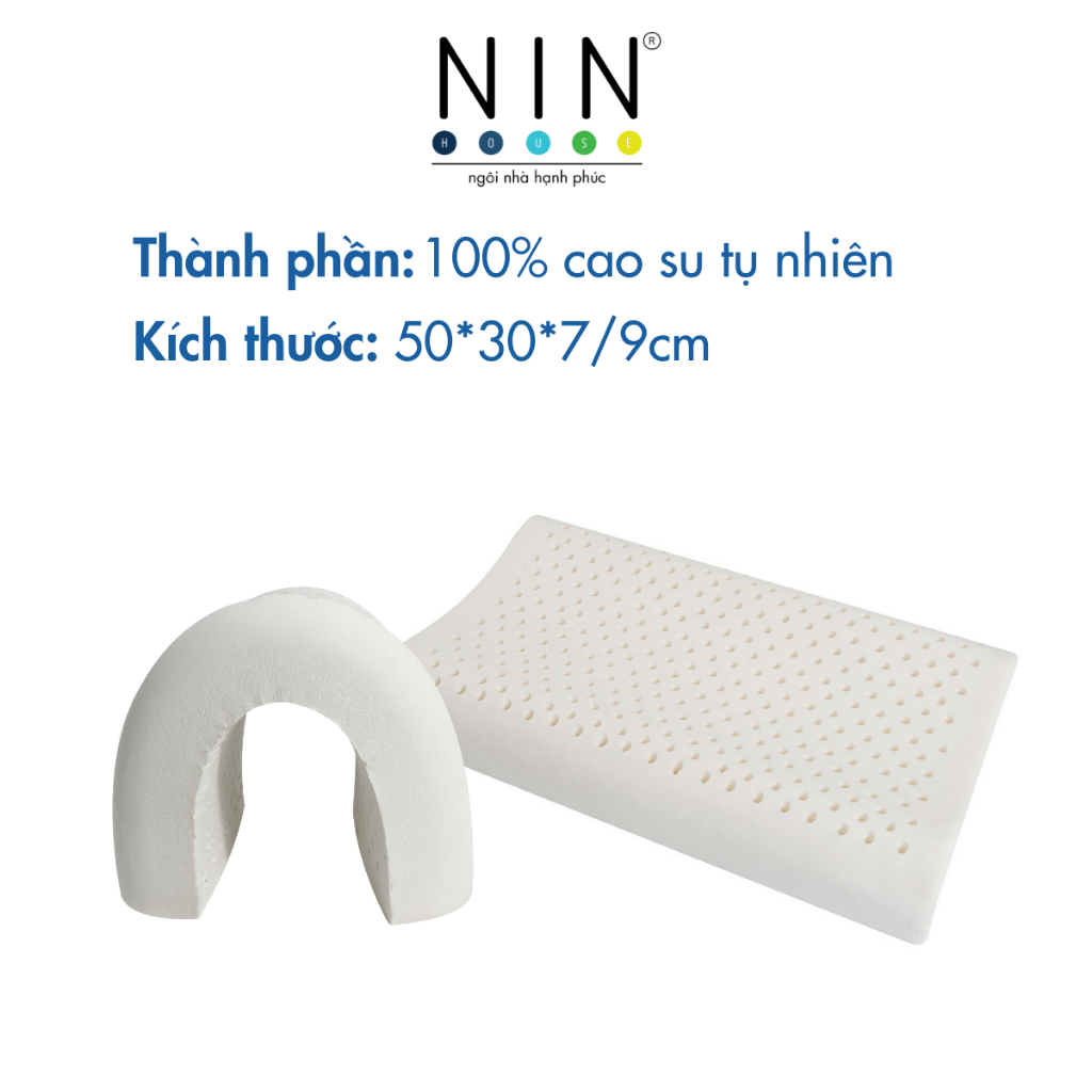 Gối cao su thiên nhiên lượn sóng NIN House thích hợp cho người bị đau cổ vai gáy kích thước 50*30*7/9cm