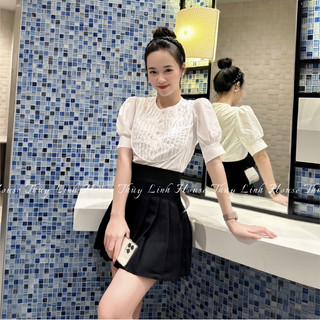 [HÀNG THIẾT KẾ] Áo sơ mi croptop tay bồng. MSA83
