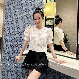 Áo sơ mi croptop tay bồng. msa83