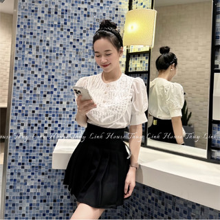 [HÀNG THIẾT KẾ] Áo sơ mi croptop tay bồng. MSA83