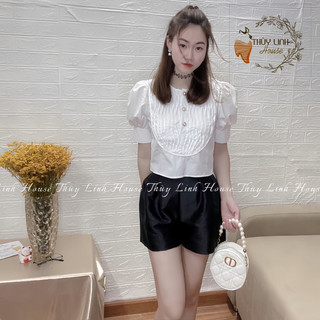 [HÀNG THIẾT KẾ] Áo sơ mi croptop tay bồng. MSA83