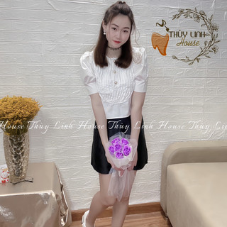 [HÀNG THIẾT KẾ] Áo sơ mi croptop tay bồng. MSA83