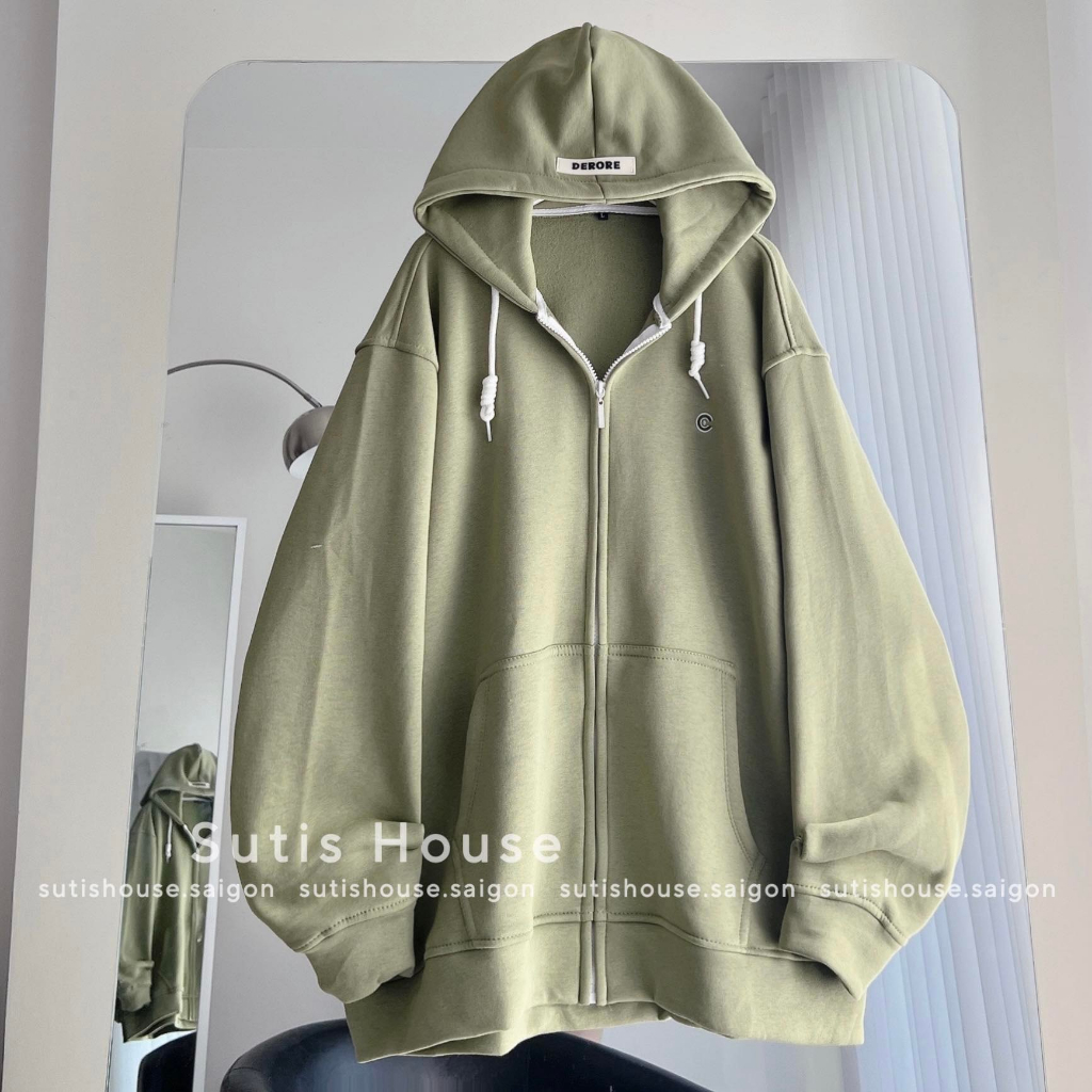 [ẢNH THẬT] Áo Hoodie Zip Khoác Nỉ Thêu C Tag DERORRE Tay Bồng Nhiều Màu Form Rộng Unisex Nam Nữ - Sutis House | BigBuy360 - bigbuy360.vn