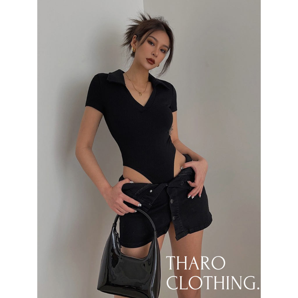 Bodysuit, Áo Liền Thân Cổ Bẻ, Tay Ngắn - Tharo Clothing [AO00111