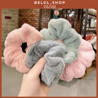 Dây buộc tóc scrunchies vải lông mềm mại nhiều màu cho mẹ và bé