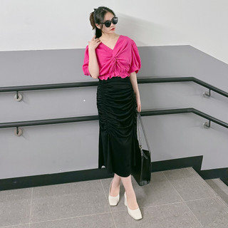 Sét váy áo xoắn eo nữ
