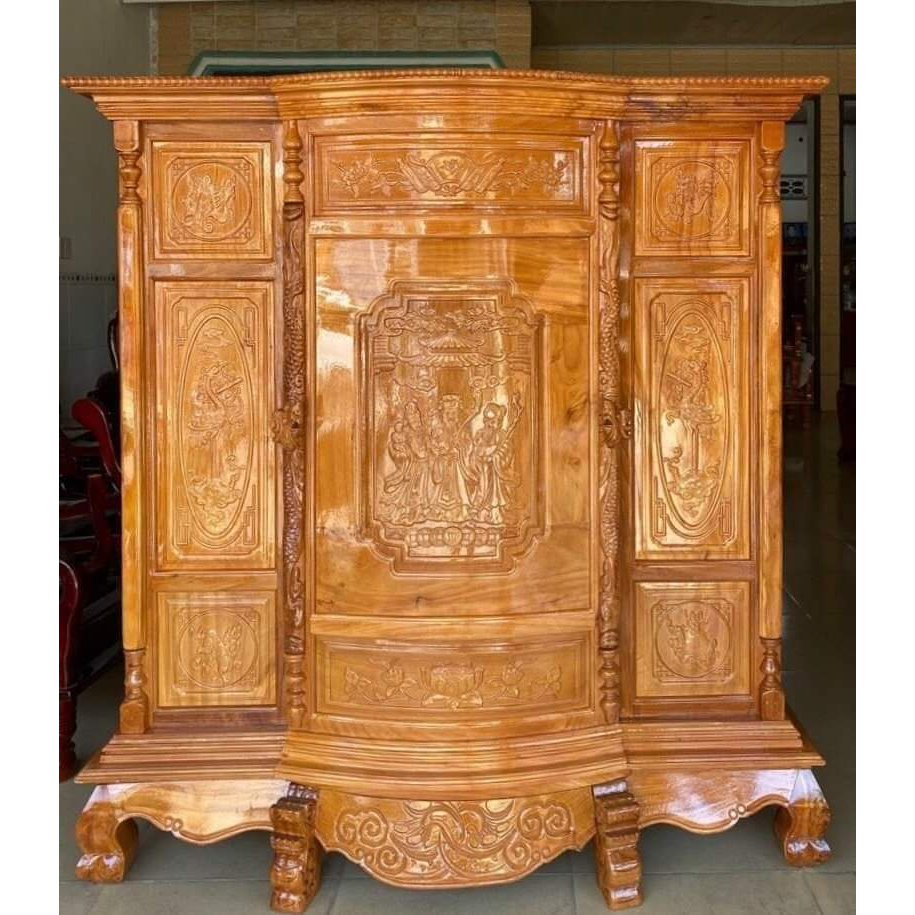 Tủ thờ gia tiên gỗ căm xe Phúc Lộc Thọ 6 chân ( FREESHIP 60 KM )