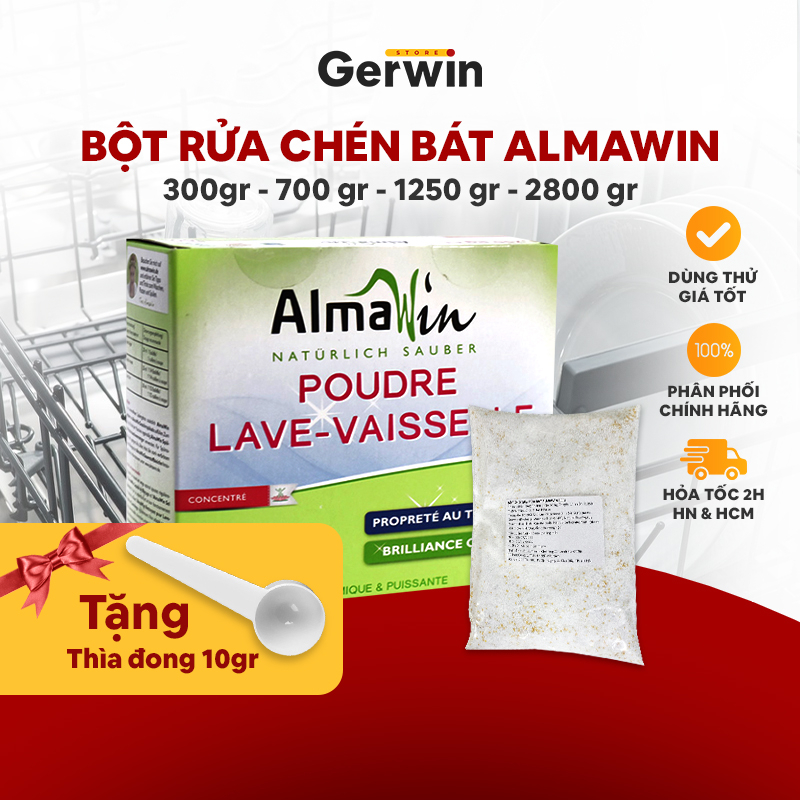 Bột rửa bát 1250g bột rửa bình sữa Almawin vệ sinh máy hút sữa Agii, Moaz Be Bé hàng chính hãng
