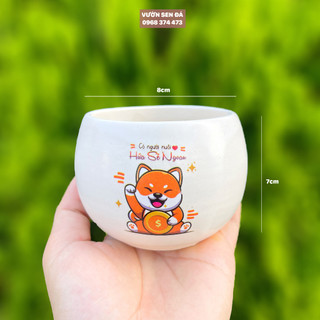 Chậu sứ hạt dẻ mini 8x8cm - In hình