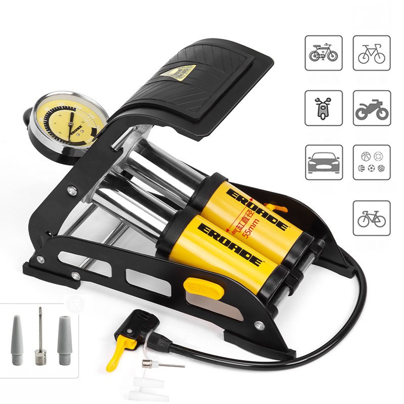 Bơm Đạp Chân Gozin 2 Ống Đa Năng Bơm Ô Tô, Xe Máy, Xe Đạp, Hồ Bơi + Phụ Kiện – Hàng Chính Hãng