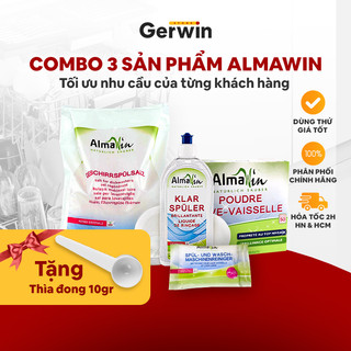 Combo 3 bột rửa vệ sinh dùng cho máy rửa bát Almawin - Muối rửa chén bột rửa chén bát nước làm bóng bột vệ sinh