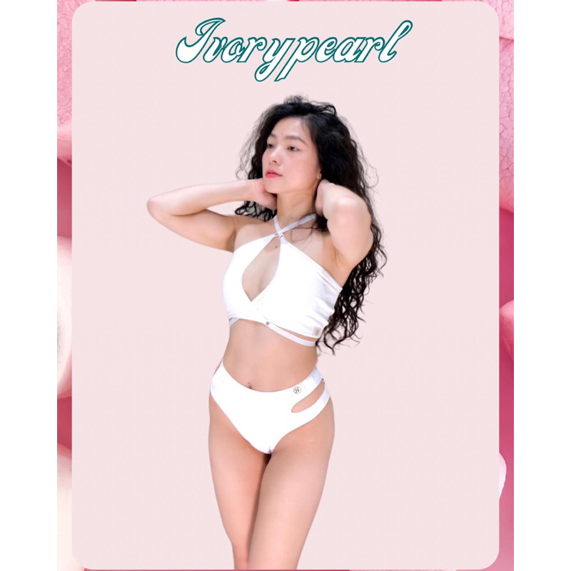 MARSHMALLOW set đồ tập cột pole dance áo 2 dây đan chéo quần xẻ 2 bên chất vải thun dày dặn Design by Hy