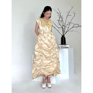 Apricot Wrinkling Dress