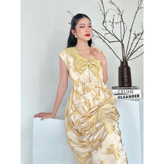 Apricot Wrinkling Dress