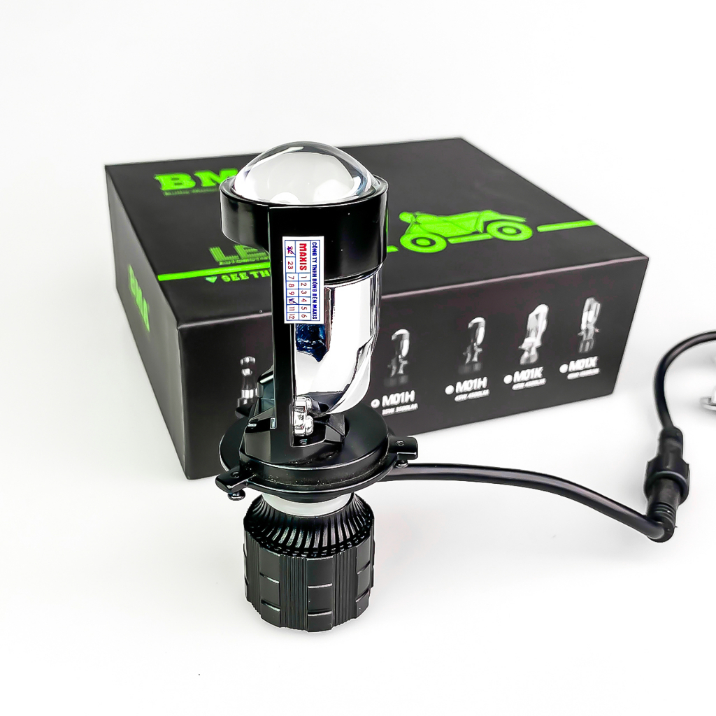 Đèn Pha Bi Cầu M01H BMA - Bi Cầu Cắt Sáng Cao Cấp Chân H4 Lắp Đặt Như Zin Cho Các Dòng Xe Máy, Ô Tô ( BH 1 Năm )