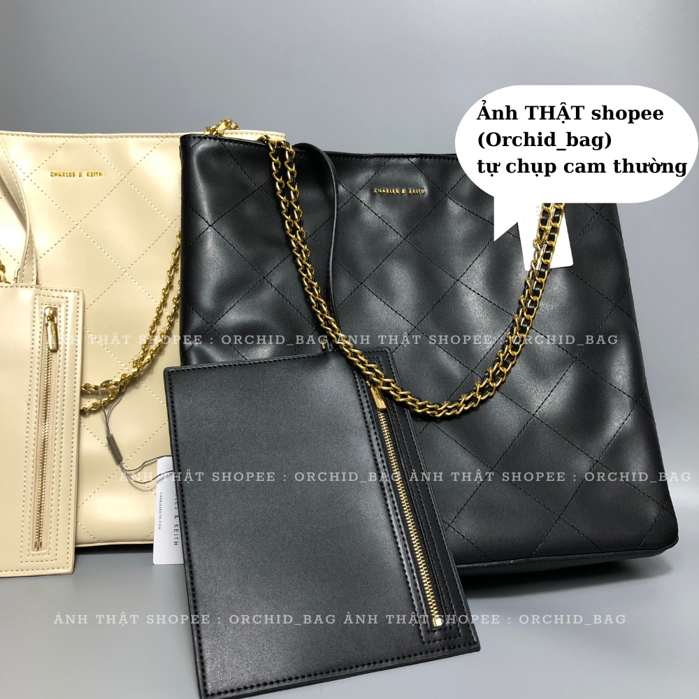 Túi tote cnk xuất dư full tem tag tặng kèm ví nhỏ như hình chất da PU túi form to đựng vừa A4