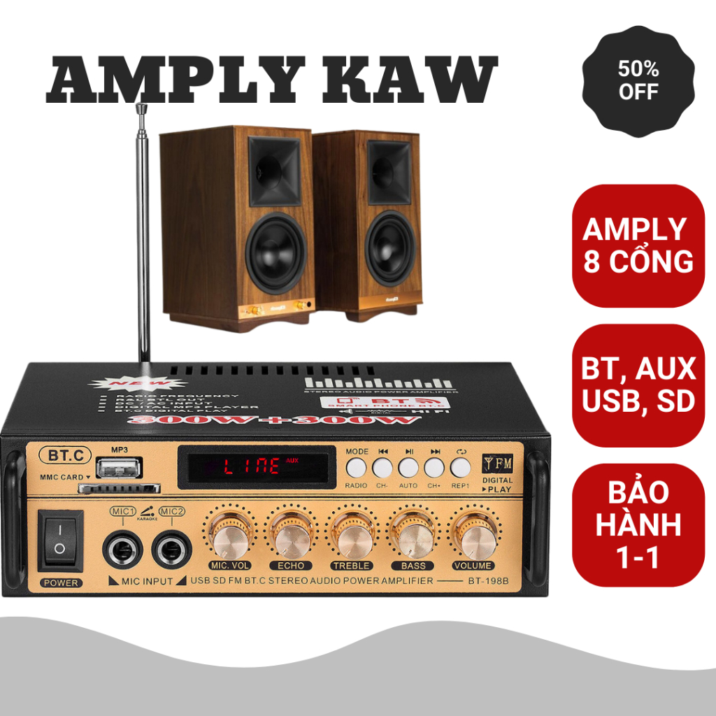 Amly karaoke, Âm ly giá rẻ, Amly Mini Bluetooth Ghi âm BT198B-B cao cấp, chức năng đa dạng, ƯU ĐÃI CỰC KHỦNG