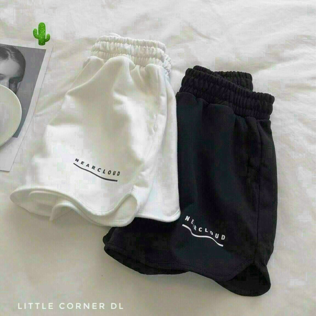 quần short nữ thun in chữ đơn giản thể thao cá tính pc