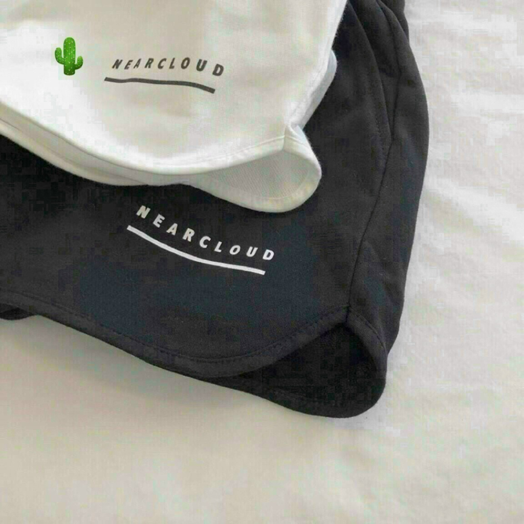 quần short nữ thun in chữ đơn giản thể thao cá tính pc